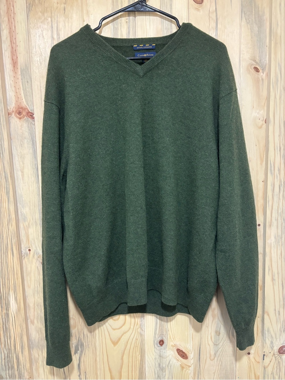 Club Room Men's V-Neck Sweater in Olive Green